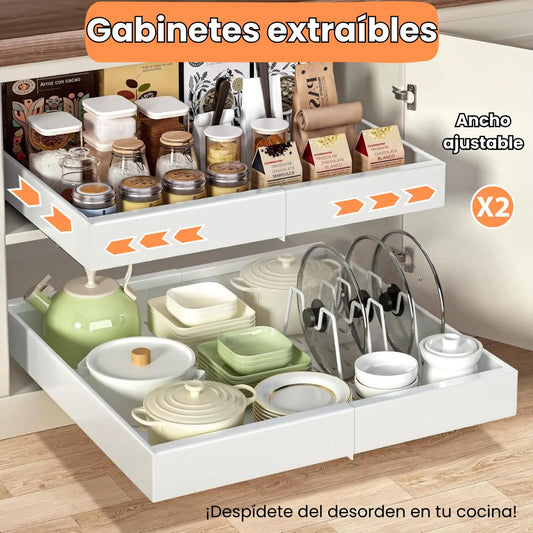 Organizador de gabinete extraible y ajustable x 2 unidades