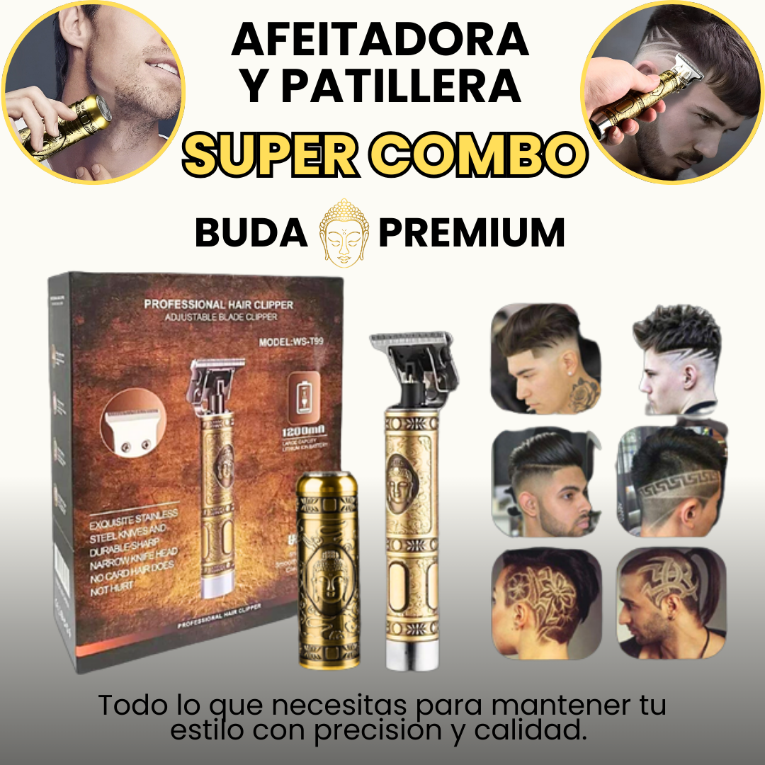 Super combo afeitadora y patillera buda premium